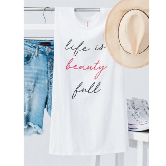 Beauty Elixir Sleeveless Shirt White Tank Graphic Tee ALL SIZES! NWT - Picture 3 of 6